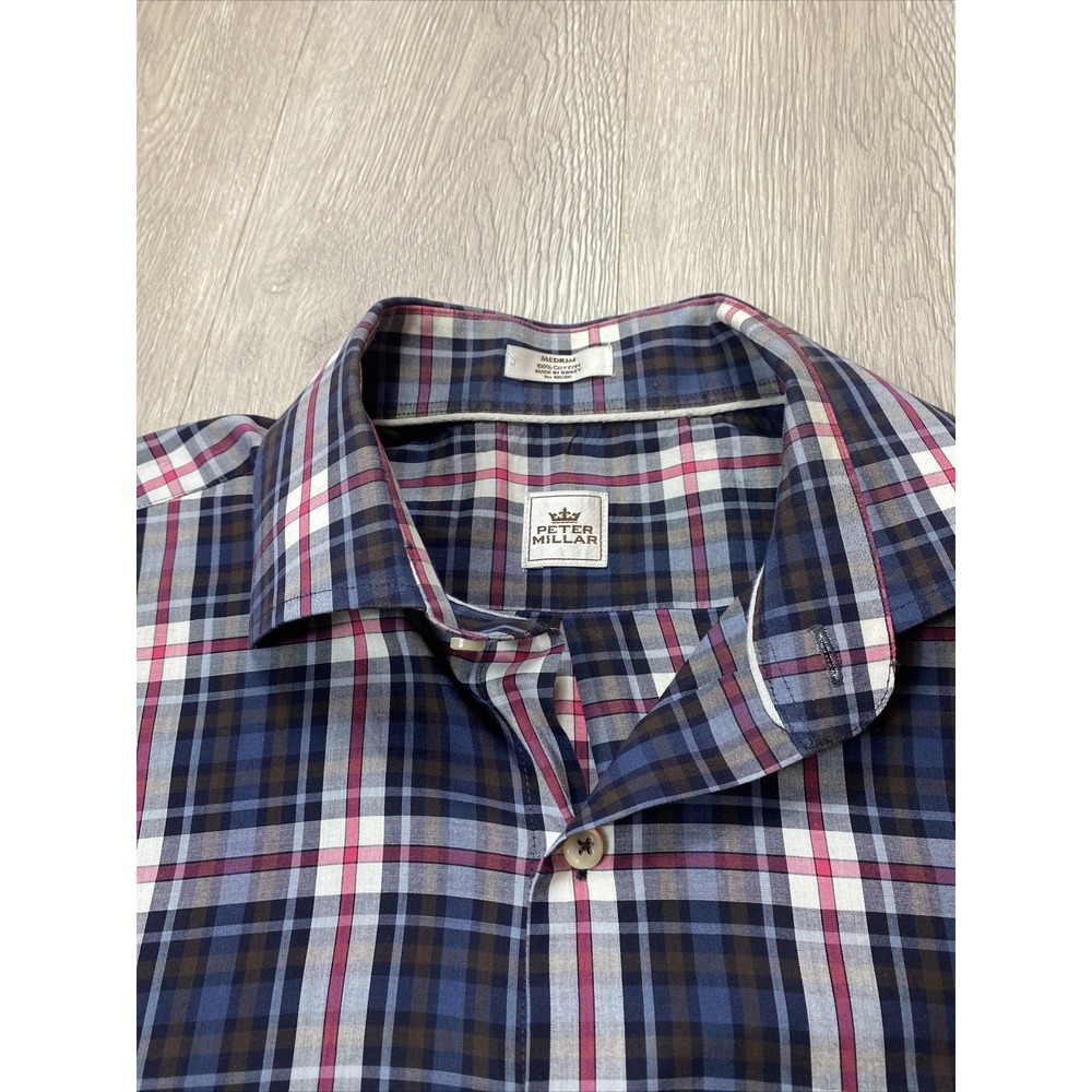 Peter Millar Shirt Mens Medium M Plaid Button Down Long Sleeve Cotton